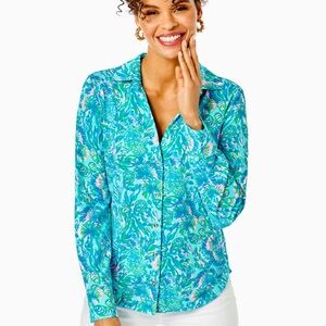 Lilly Pulitzer Blue Long Sleeve Button Down Shirt